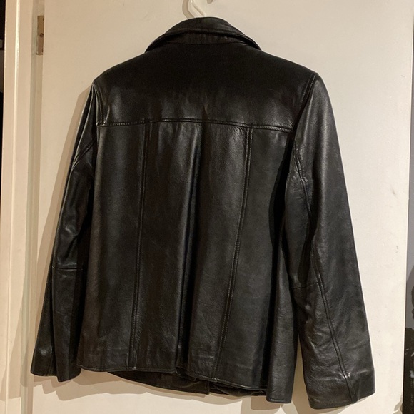 VINTAGE UNISEX Black Butter Soft Subtle Heavy Leather Jacket (Button Up) Men’s M - Picture 2 of 11